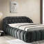 Lit de style oriental moderne capitonné en chenille capitonné / noir de style contemporain 1pc-315507585