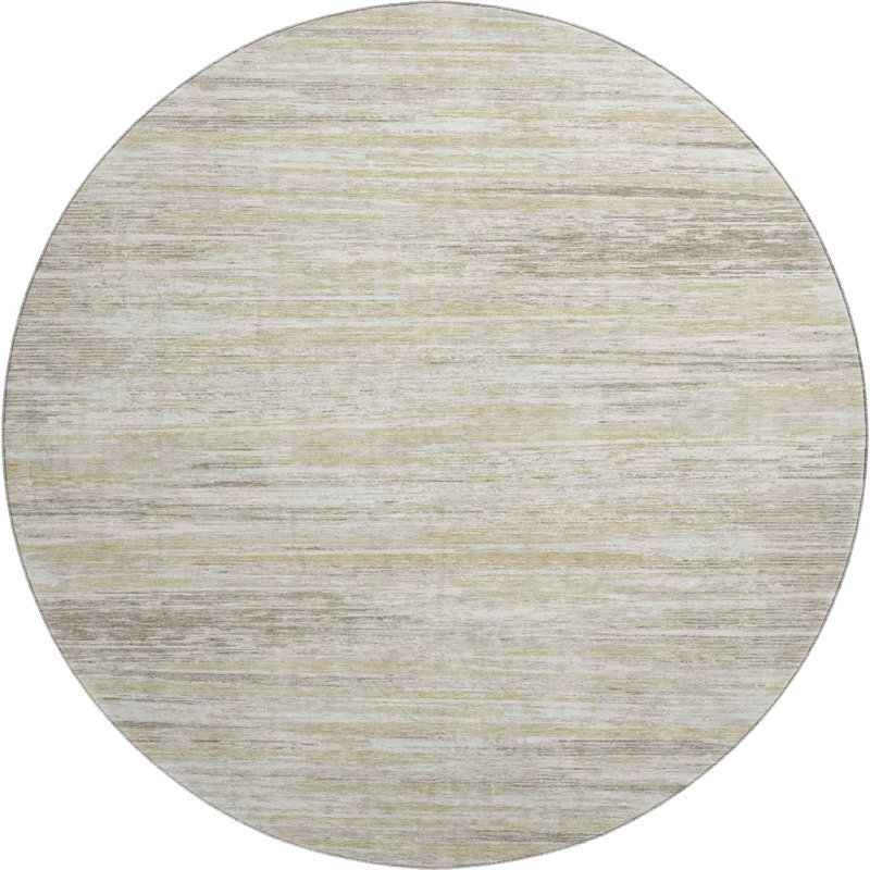 Premium Machine Washable Prisco Beige Rug, Round 8'