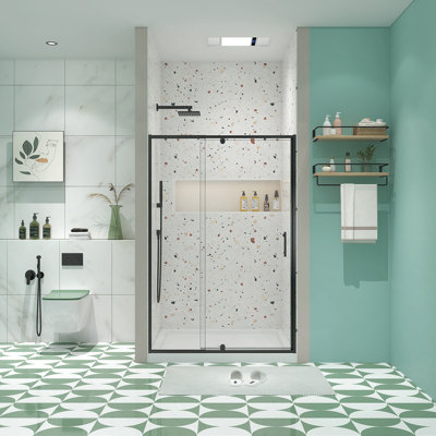 28-32" W x 72" H Piovt Swing Glass Shower Door,Pivot Frame Sliding Shower Door with 1/4"(6mm) Clear SGCC Tempered Glass,Matte Black Finish Shower Doors,Reversible Installation