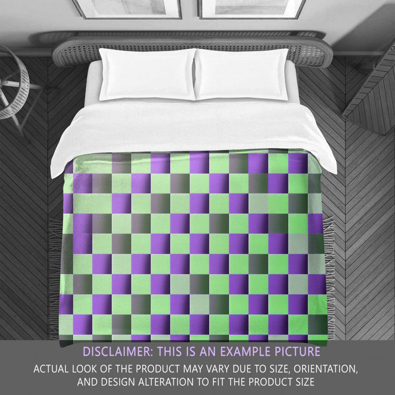 Polyester Comforter, Twin Comforter, Green/Purple Checkered
