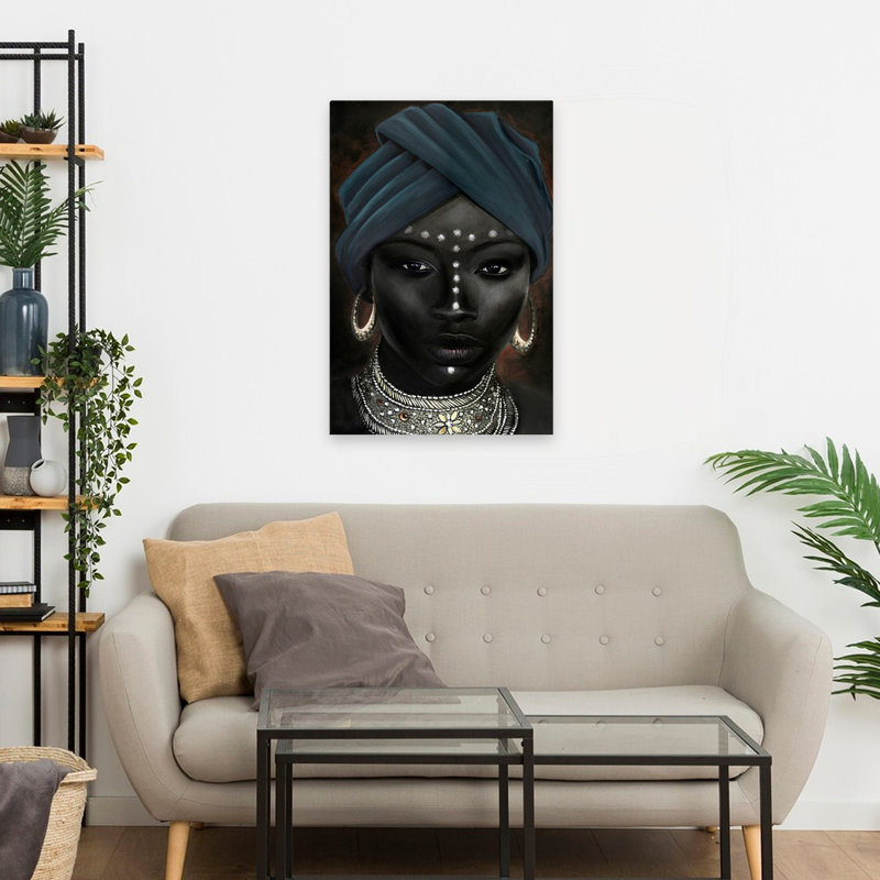 Étoile d'Afrique - art figuratif multicouleur noir et gris, H 24 po x l 16 po