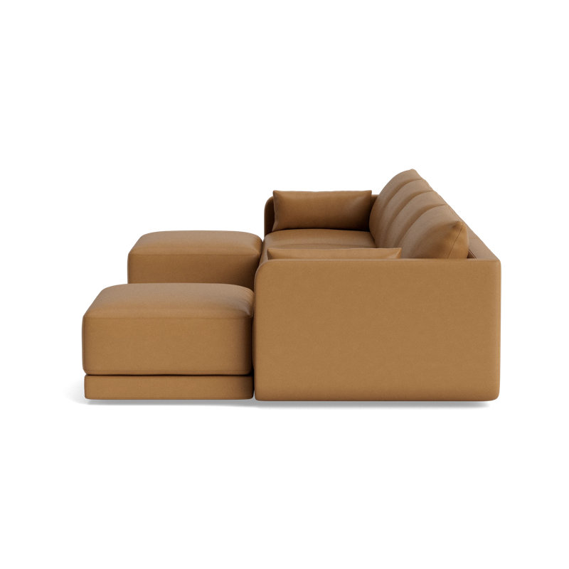 Eva Double Chaise Sectional, Bison Butterscotch Top Grain Leather