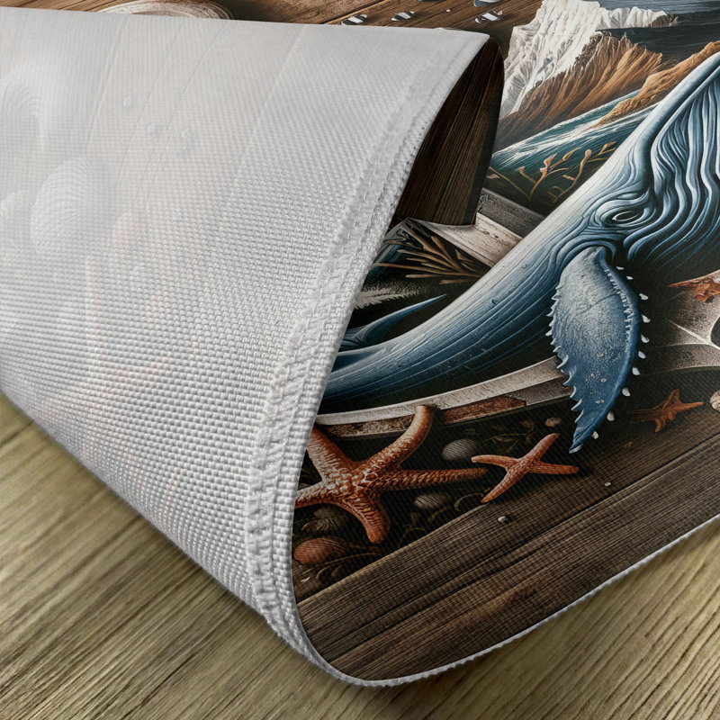 Nautical Cocoa and Slate Blue Polyester Rectangle Placemats Set of 4