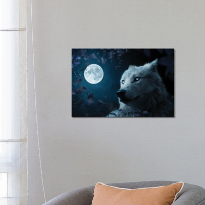 Wolf In Beutiful Night by Milos Karanovic - Wrapped Canvas Painting