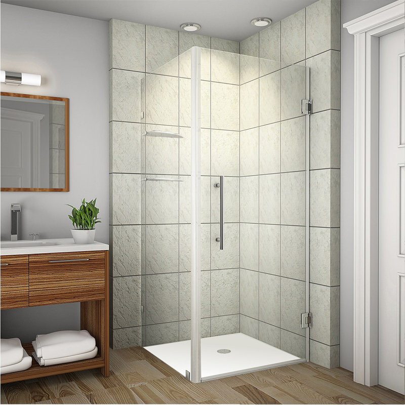 Cabine de douche carrée à charnière 30" x 72" Aquadica GS, Chrome