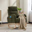 Fauteuil berçant rembourré Comfy Green Teddy avec pieds en bois massif, poche latérale et dossier haut pour le salon-605185131