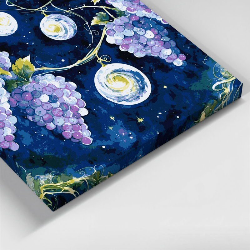 «Fruit Grape Moon Drops», art mural sur toile bleue, H 11 po x l 14 po
