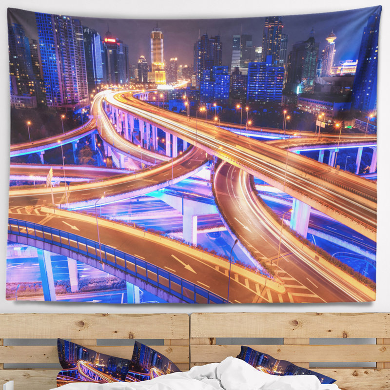 Tapisserie de paysage urbain, H 32 po x l 39 po