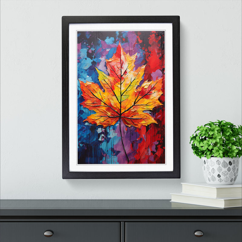 Leaf Expressionism No.2 - Framed Print, 34cm H x 25cm W x 2cm D, Black