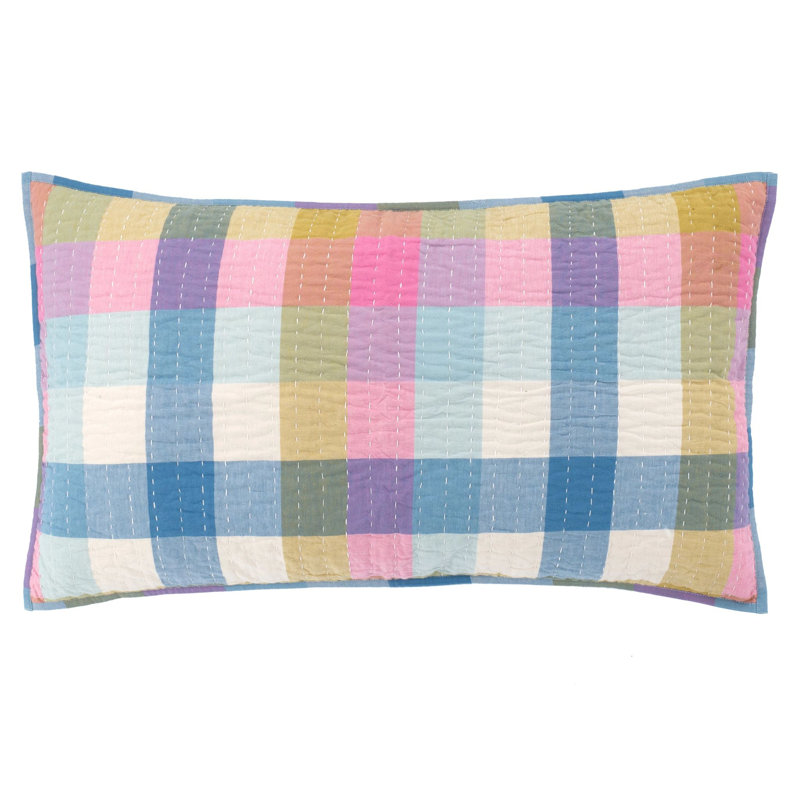 Plaid Cotton Pillow Sham, King