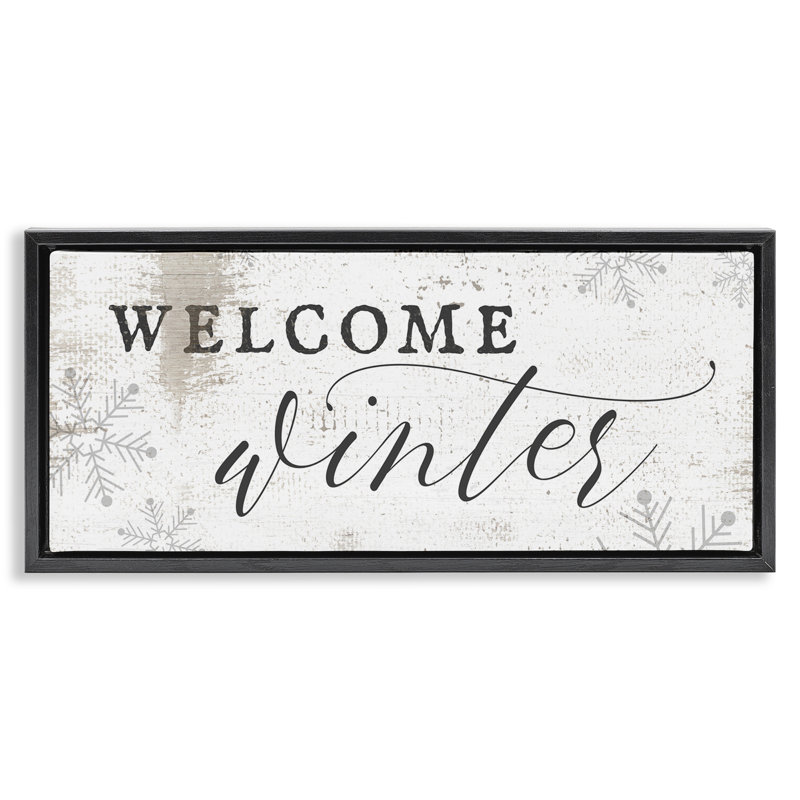 «Welcome Winter Snowflake» par Daphne Polselli, Cadre flottant noir de jais, H 11 po x l 25 po