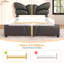 Structure de lit pleine grandeur en similicuir rembourré, avec tête et pied de lit en forme de papillon, structure de lit plateforme avec décorations en métal doré, aucun sommier nécessaire, noir-668442470-668442471