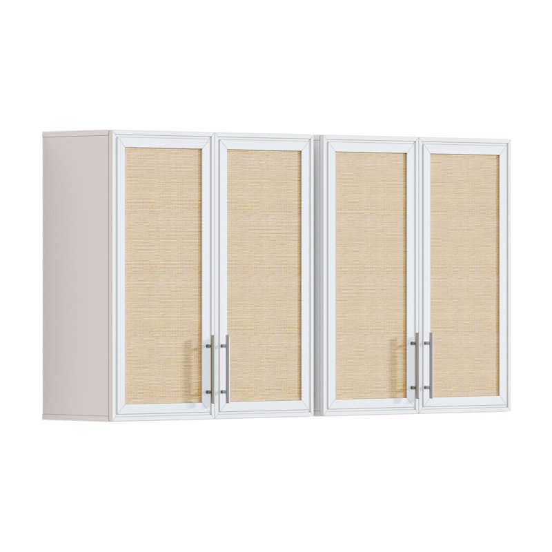 Wall Mounted Cabinet with Rattan Doors