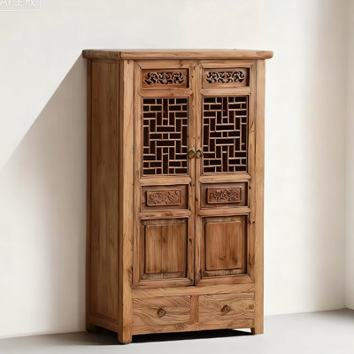 Modern Brown Solid Wood China Cabinet