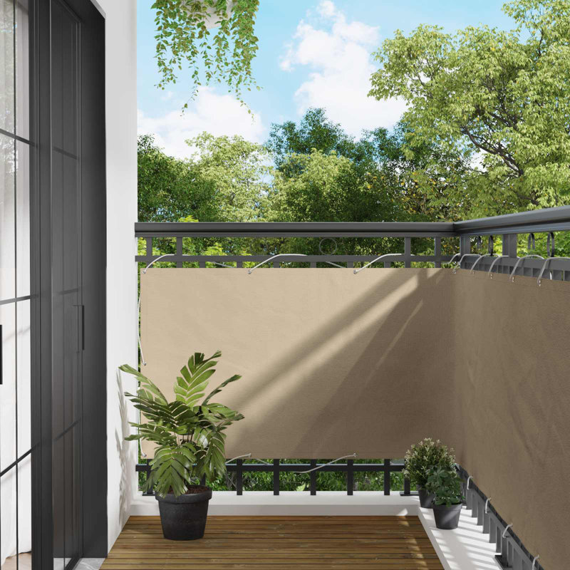 Vidaxl Balcony Screen Oxford Fabric Outdoor Privacy Garden Terrace Durable, 100cm H x 200cm W, Beige