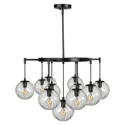 11-Light Dimmable Bubble Glass Chandelier For Dining Room