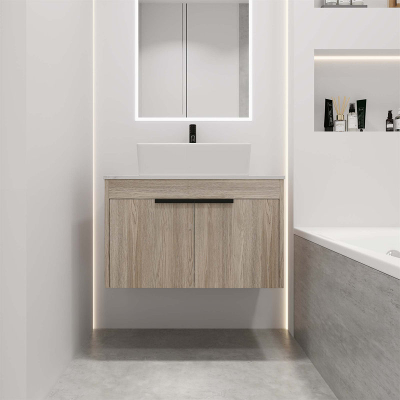 Lucila 29.5 " W Single Vanity Bathroom Vanity With Ceramic Top