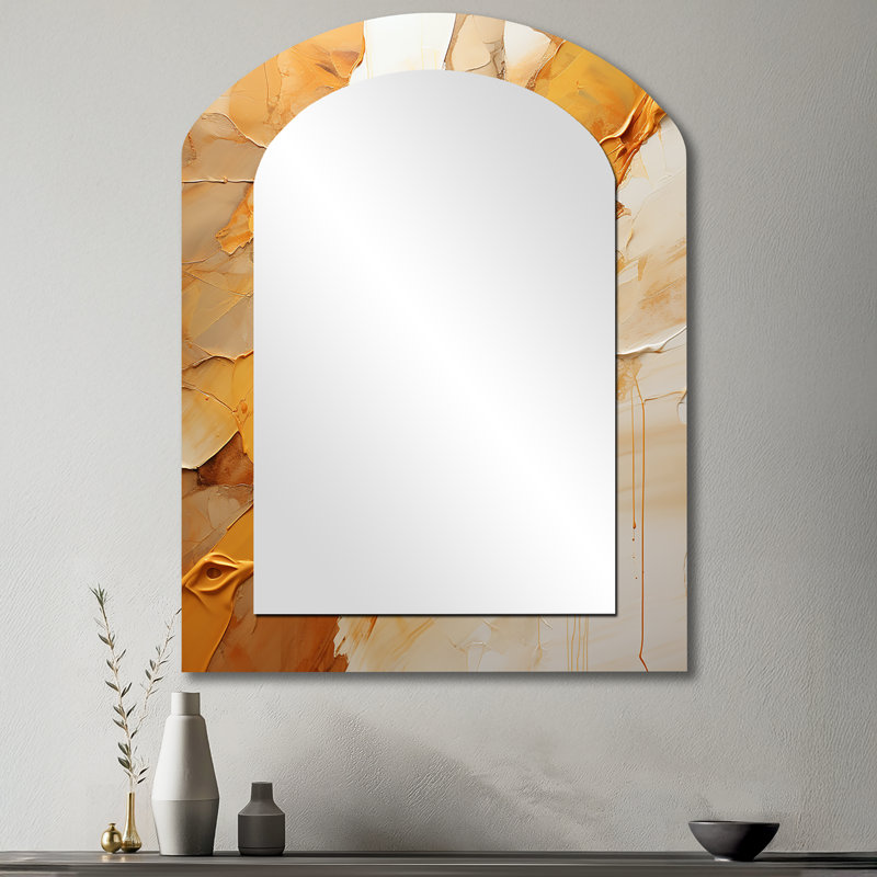 Miroir mural Amber Glow II - Paysages, miroir décoratif asymétrique moderne, 43 po x 33 po