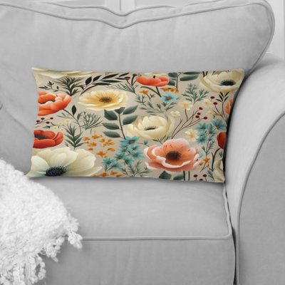 Coussin à imprimé floral Playful Floral Ivory and Blue Delight III