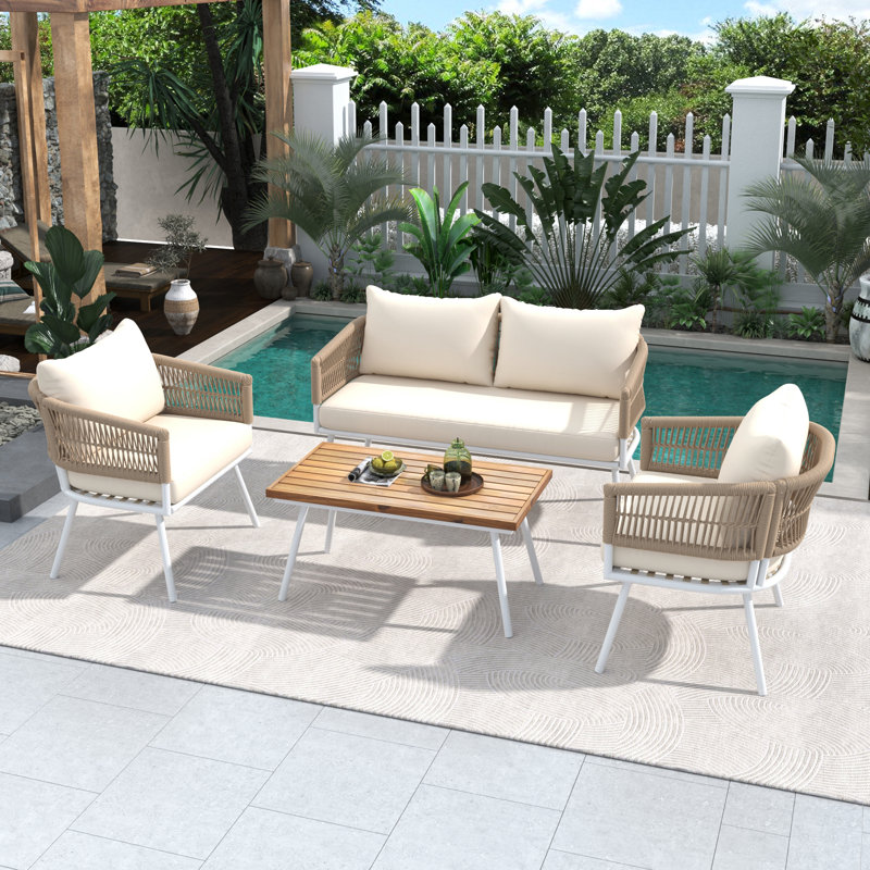 Ensemble de meubles de patio en corde 4 pièces K&K