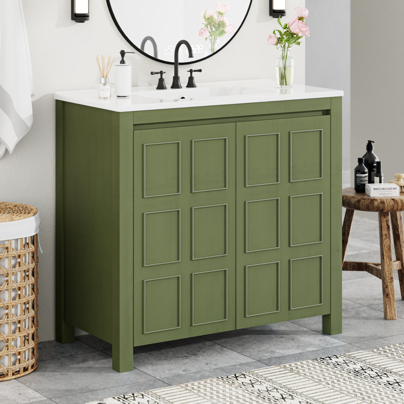 36" Single Bathroom Vanity Set, Olive Green