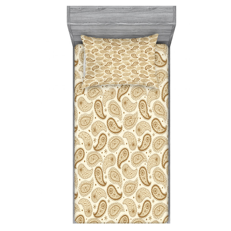Microfiber Paisley Sheet Set, Twin XL Sheet Set with Fitted Sheet