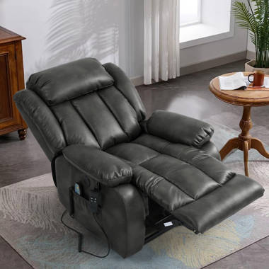 Latitude Run® Massage Recliner Chair, Recliner Sofa PU Leather For Adults,  Recliners Home Theater Seating With Lumbar Support, Reclining Sofa Chair  For Living Room (Dark Black, Leather)