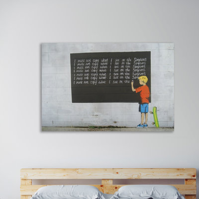 I Must Not Copy The Simpsons by Banksy - Wrapped Canvas Print