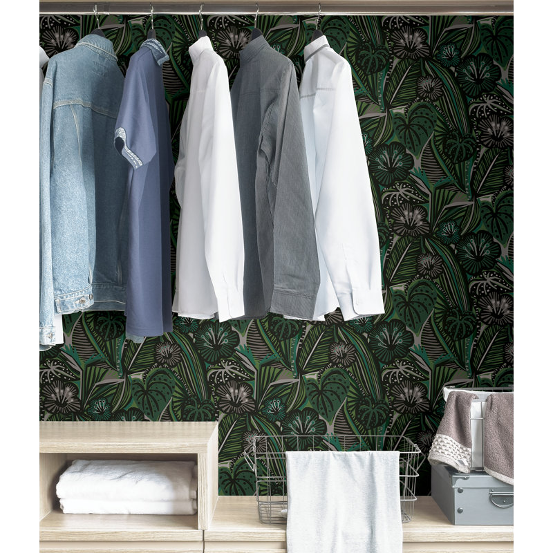 Papier peint autocollant Corail bleu sarcelle Lotusland, Vert