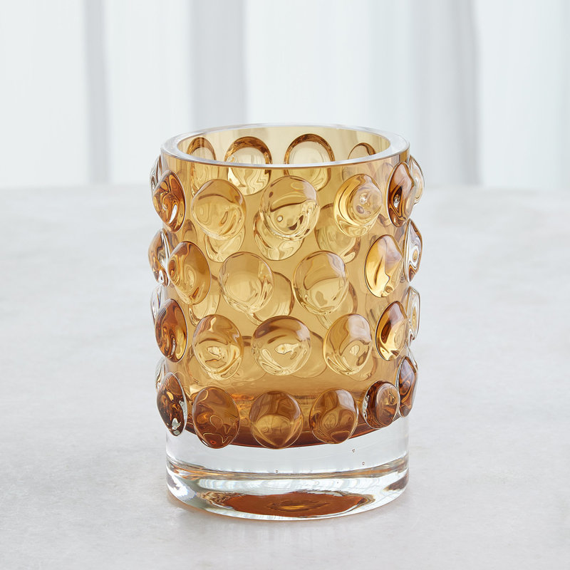 Thousand Eye Vase-Amber-Sm, 6.75" H x 5.5" W x 5.5 D
