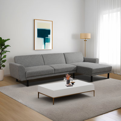113" 2-Piece L-Shaped Convertible Sleeper Sectional