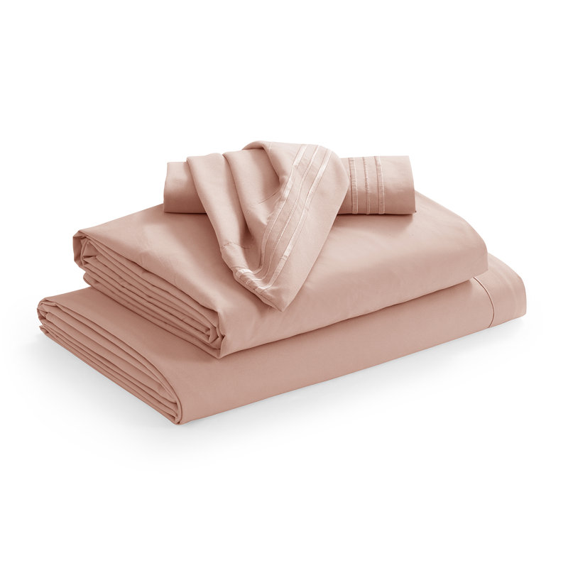 1800 Series Double-Brushed Microfiber Hypoallergenic Sheet Set, Peach, California King Sheet Set with 2 Pillowcases