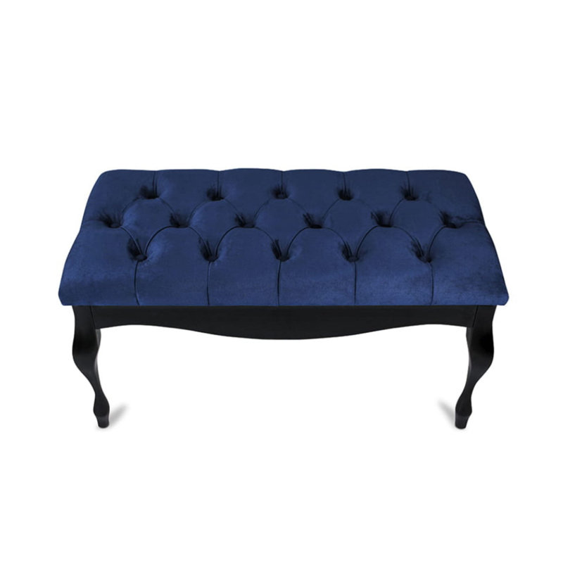 Keeter Velvet Upholstered Bench, H40 x W120 x D40cm, Black, Blue