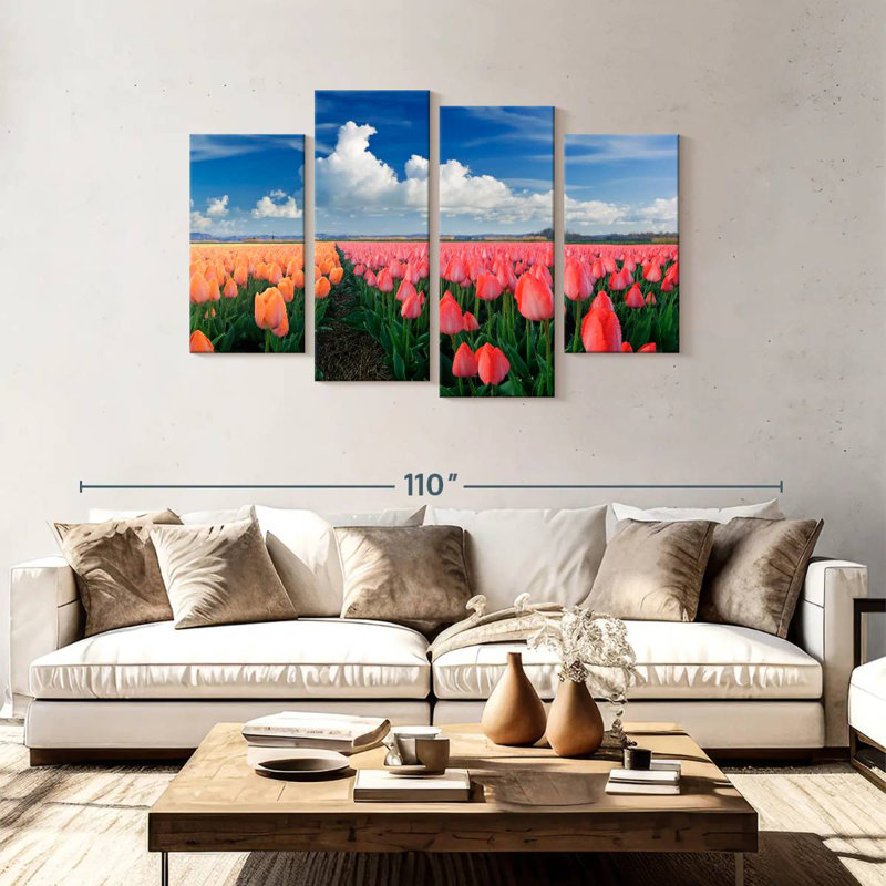 Tulipes roses et orange Alvord, H 48 po x l 75 po