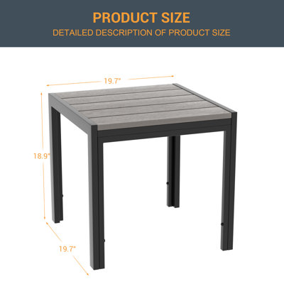 19.7" Square Patio Side Table, All-Weather Outdoor Coffee Table End Table with Powder Coated Frame, Small Outdoor Table for Deck Backyard Garden Pool Lawn Porch