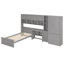 Lit plateforme simple en bois avec bureau, armoire, armoires, tiroirs et tablettes-1139970385