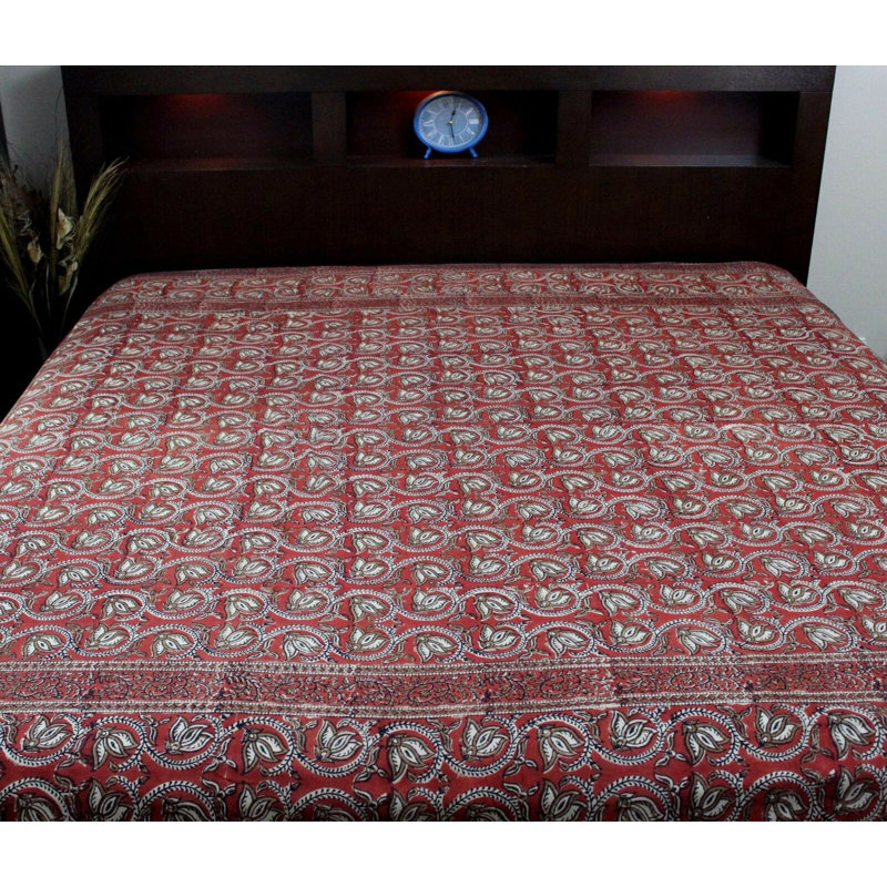 Cotton Floral Tablecloth Rectangle, 88" H x 108" W, Blue