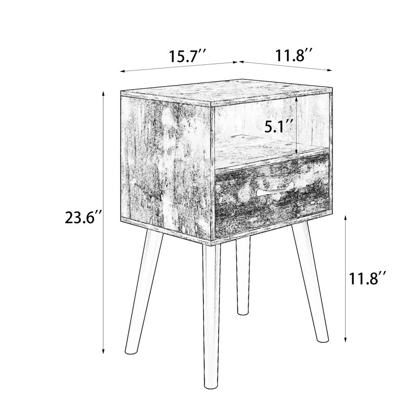 Table de chevet pour petits espaces : design moderne, tiroir de rangement, étagère ouverte, haute qualité pour la chambre et
