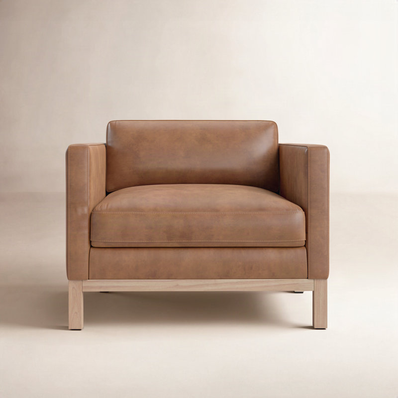 Nels 33.07'' Wide Top Grain Genuine Leather Club Chair