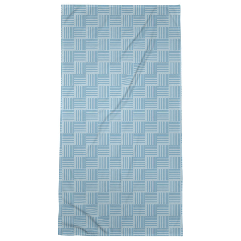 Serviette de bain à rayures Baskettressée classique, Cyan / bleu ciel