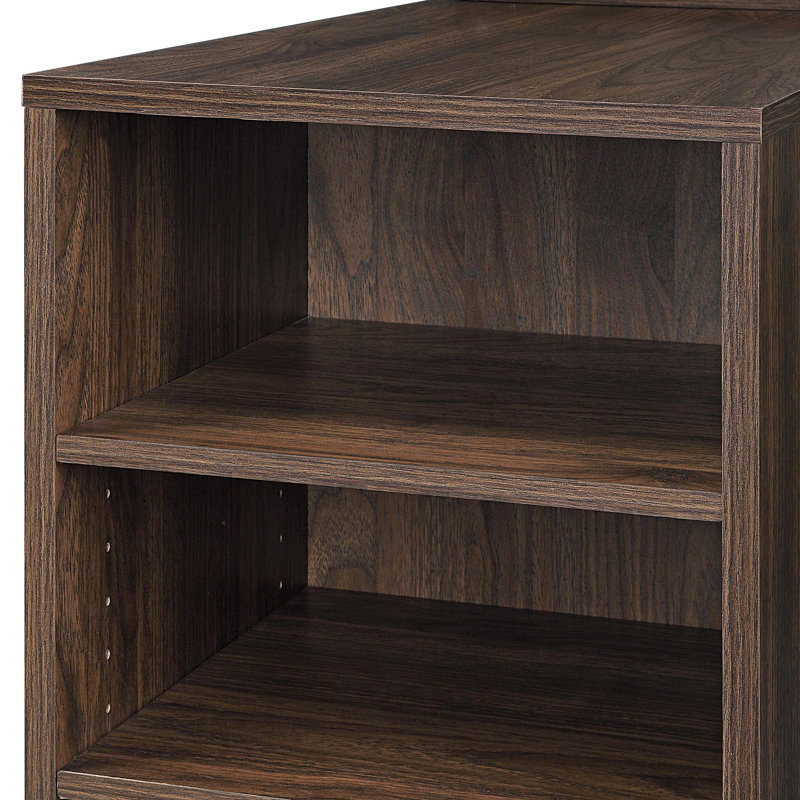 L-Shaped Computer Desk Home Office Corner Workstation Setup, Dark Walnut