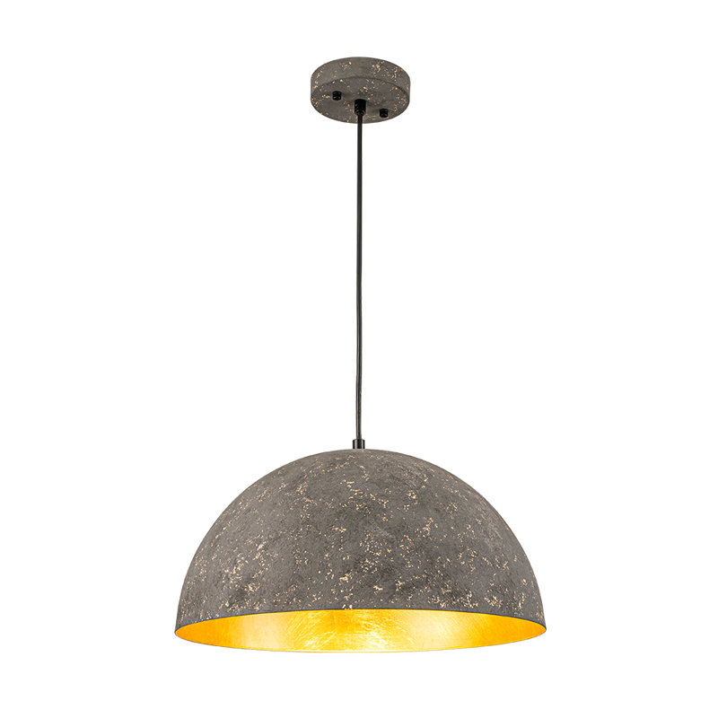 Kyrek 23.6" W 1-Light Iron Dome Pendant, Gray, 7.9" H x 15" W x 15" D