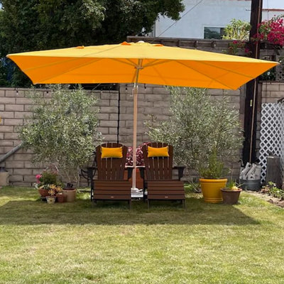  Outdoor White Pole 120'' x 156'' Square Offset CantileverYellow Umbrella Without Base