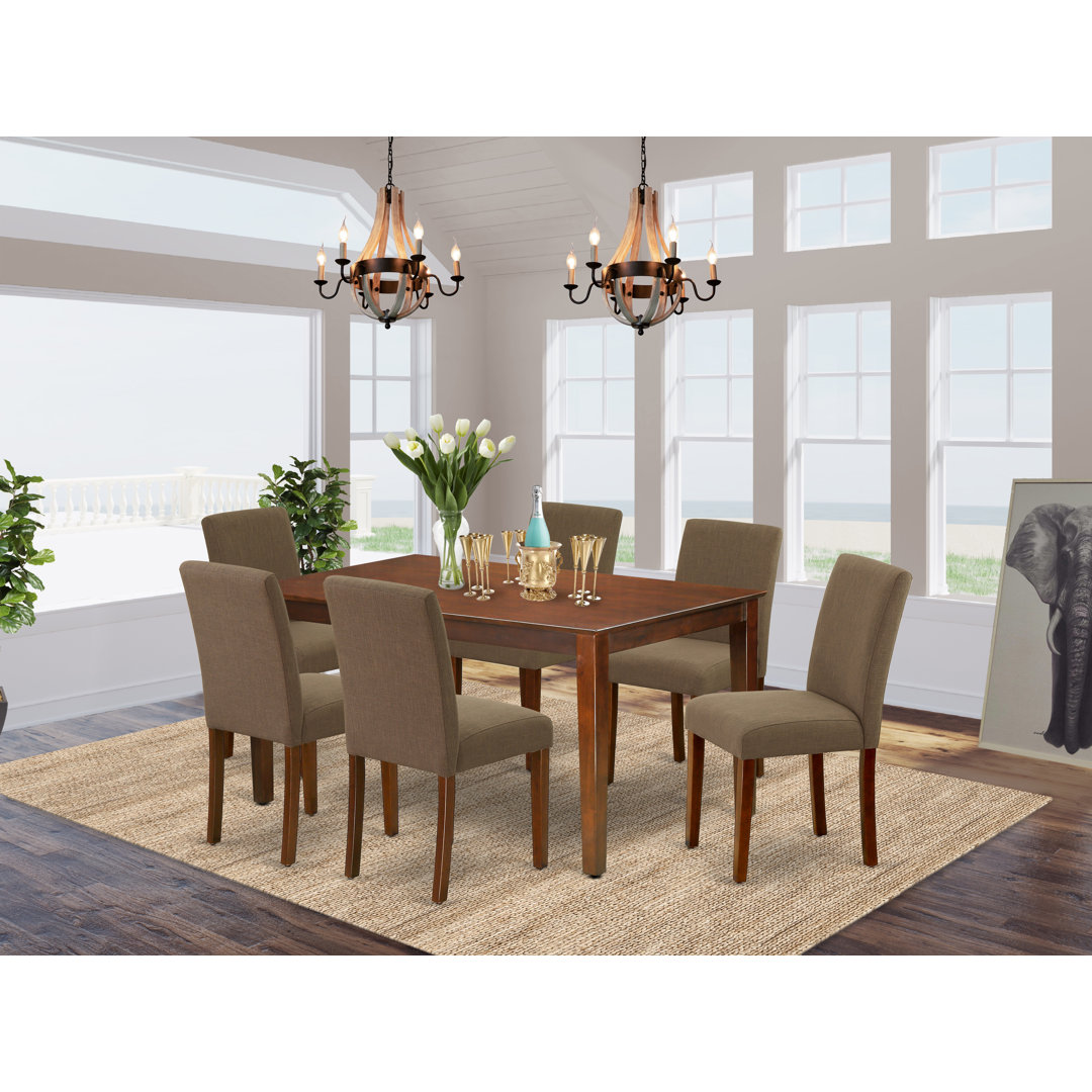 Letha 6 - Person Rubberwood Solid Wood Dining Set Alcott Hill® Table 