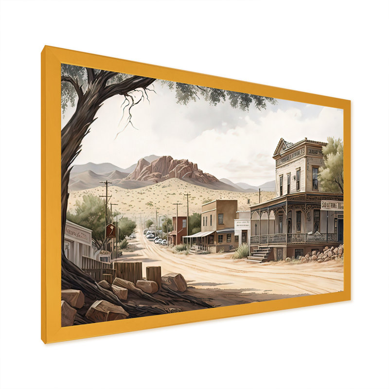 «Small Town Wild West V», impression sur toile, H 12 po x l 20 po x P 1 po, Encadrement doré