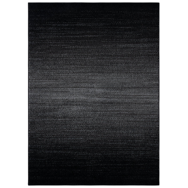 Diez Machine Made Power Loom Polypropylene Area Rug in Black, Rectangle 3' x 5'