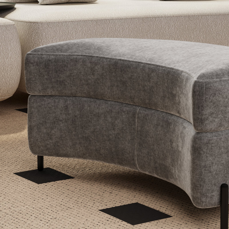 33.7" W Upholstered Storage Ottoman With Reversible Top, Gray