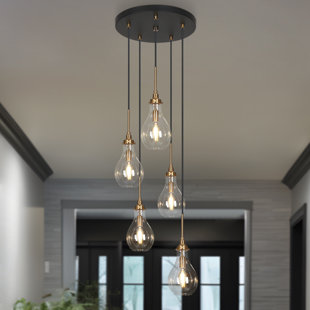 Hooman 5 - Light Cluster Teardrop Pendant 15" Ceiling Flush Mount Chandelier