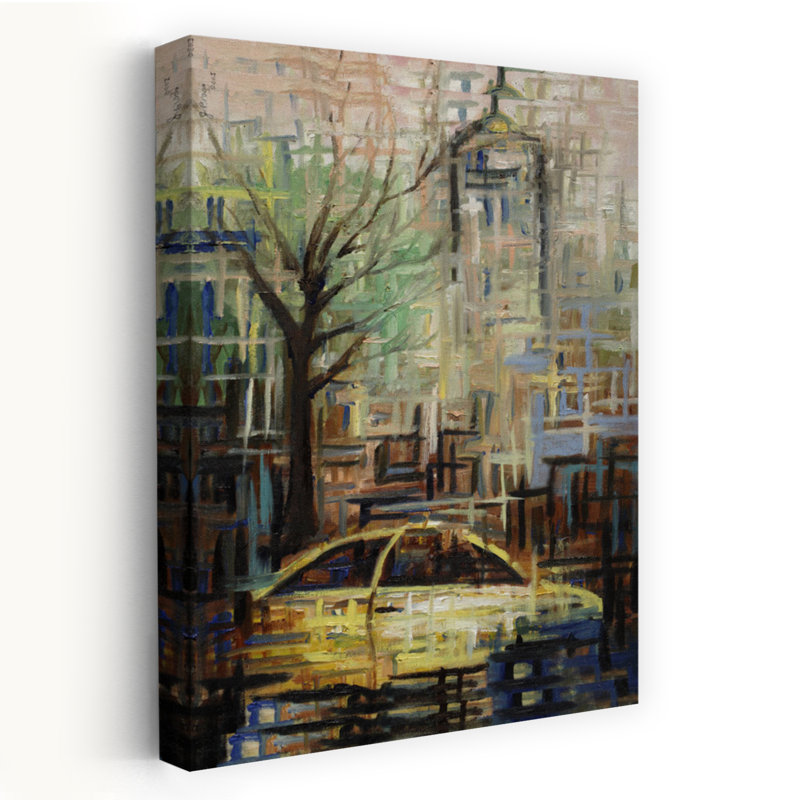 Art contemporain contemporain, arbre urbain abstrait, 18" H x 12" W