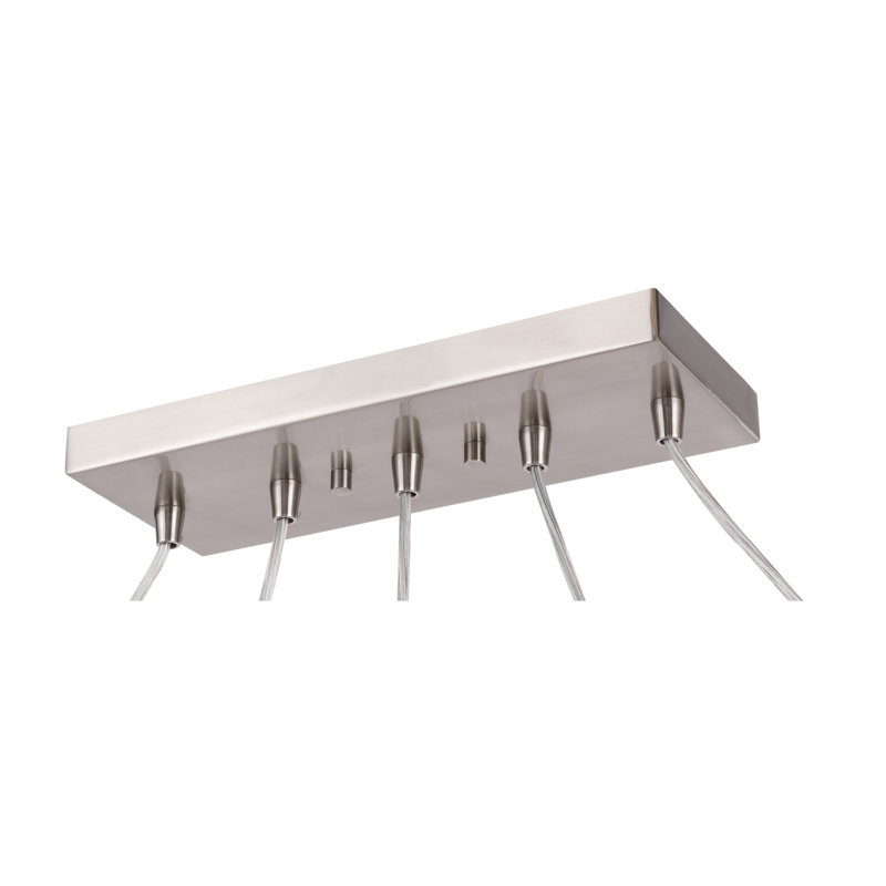 Luminaire suspendu linéaire pour îlot de cuisine 5 lumières Paonia, Chrome